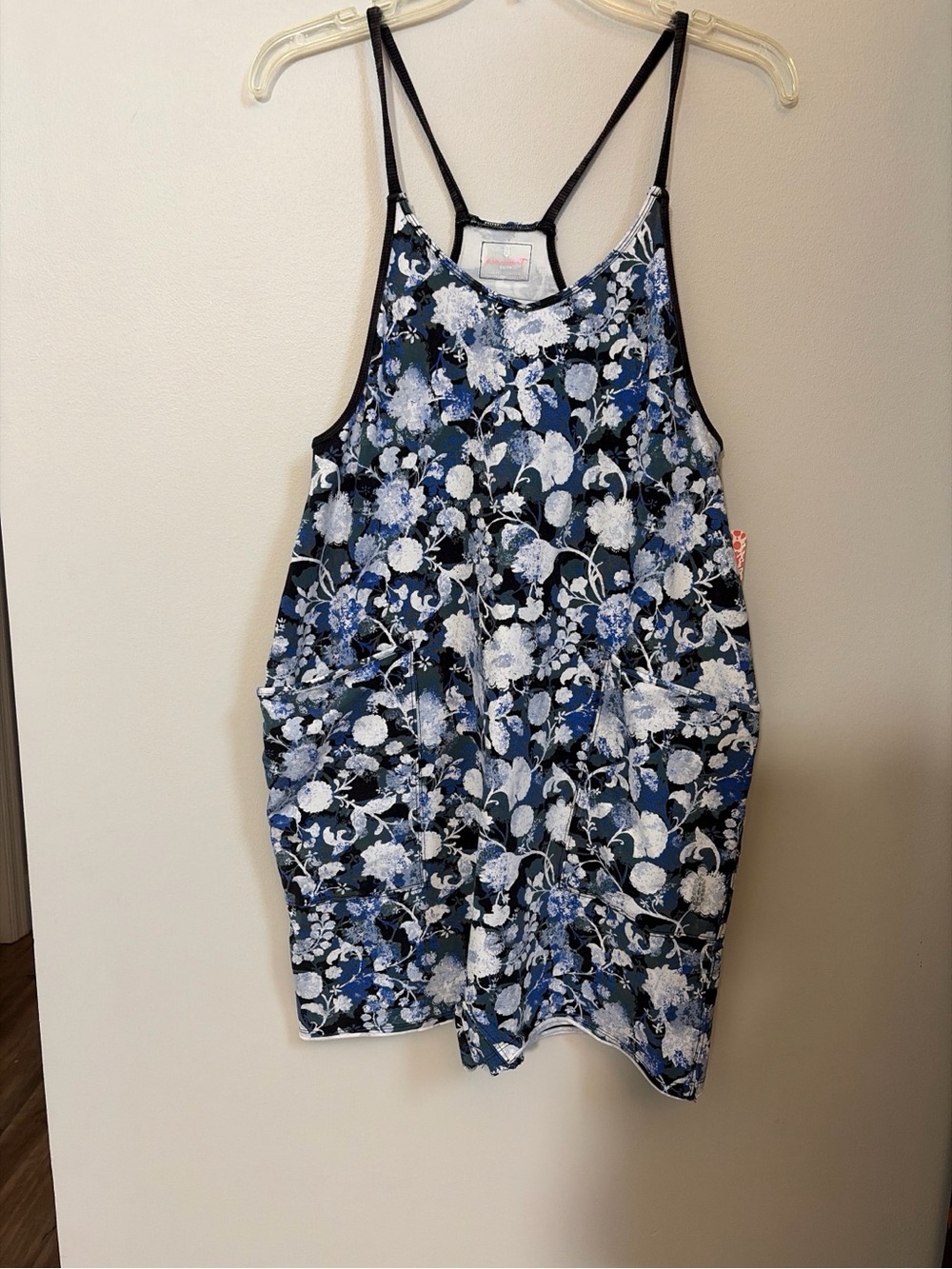 Free People Blue Black White Floral Romper
